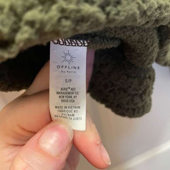 Aerie Offline Teddy Sherpa Green Half Zip Sweater Jacket Size S - Picture 4 of 6